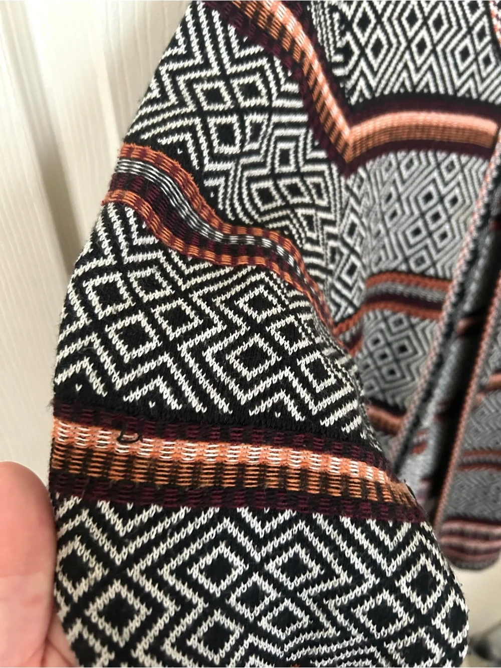 Atmosphere Geometric Knit Open Front Cardigan Size Large Cotton Blend Neutral